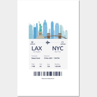 Boarding ticket LA to New York Posters and Art